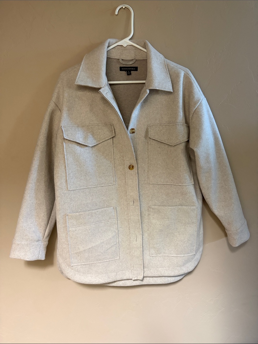 Banana Republic Light Cream Utility Shirt Jacket